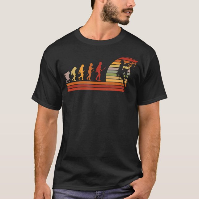Evolution Of Rock Climbing Retro Vintage T-Shirt (Front)
