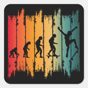 Evolution Of Skateboarding Skater Square Sticker