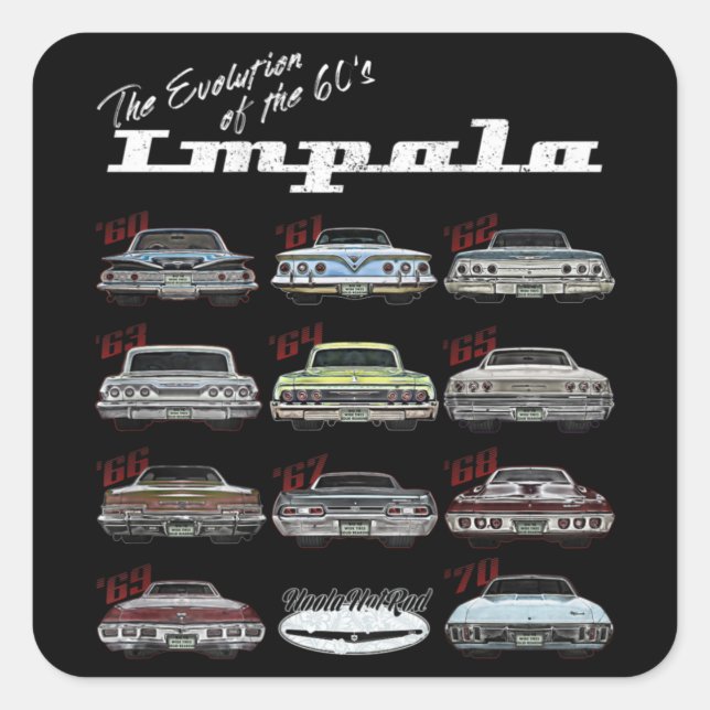 Evolution of the 60s Impala,1960,Hot Rod,Muscle Square Sticker (Front)