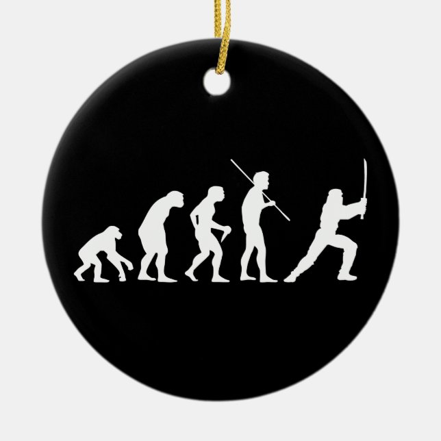 Evolution of the Ninja - from man to ninja Ceramic Ornament (Front)