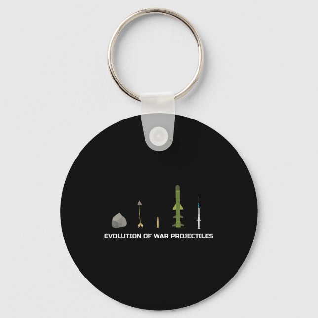 Evolution Of War Projectiles Anti-vaccination Meme Keychain (Front)