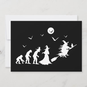 Evolution of witch on broom invitation