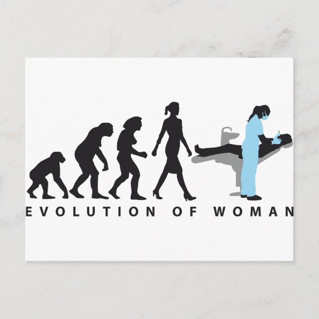 evolution of woman female dentist postcard (Front)