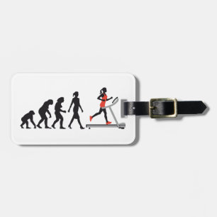 evolution of woman jogging on a treadmill fitness luggage tag
