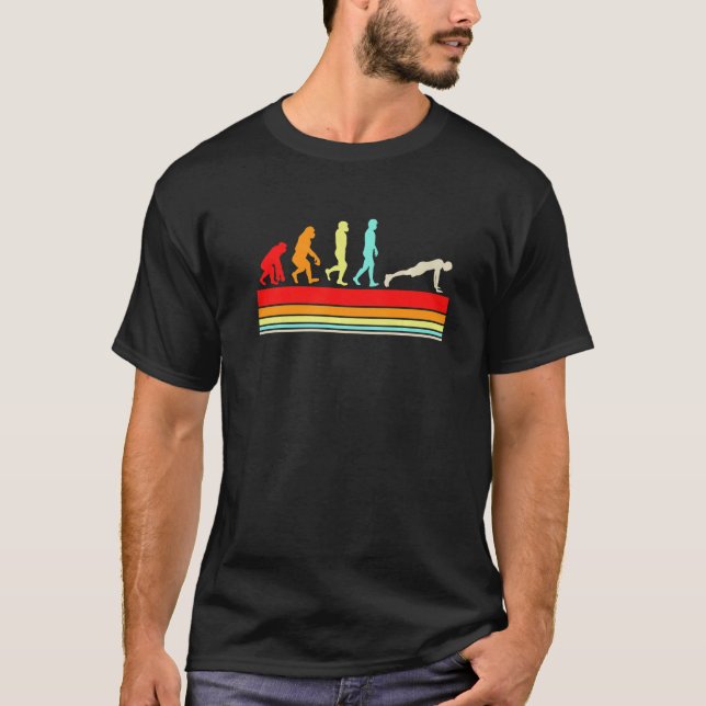 Evolution Push Ups Gym Fitness Workout  Retro Vint T-Shirt (Front)