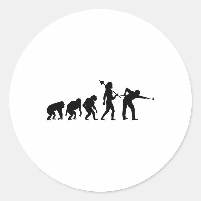 Evolution Rack Pool Billiard Player Billiards Cue  Classic Round Sticker (Front)