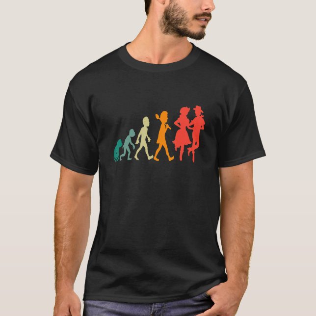 Evolution Square Dance Funny Retro T-Shirt (Front)