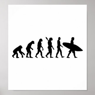 Evolution surfing surf board poster