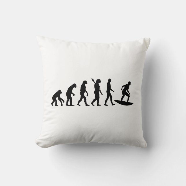 Evolution Surfing Throw Pillow (Front)