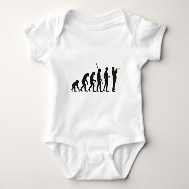 evolution trumpet player baby bodysuit (Front)