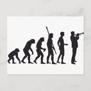 evolution trumpet player postcard