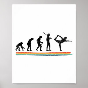 Evolution Yoga Funny Vintage Poster