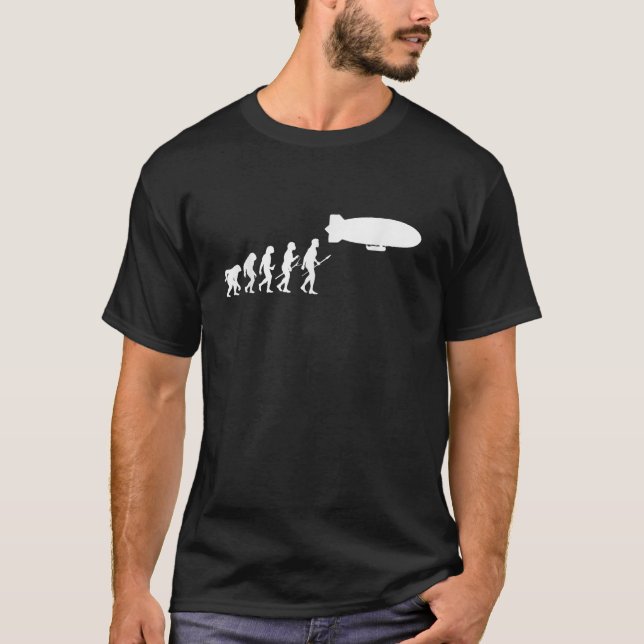 Evolution Zeppelin Dirigible Airship Zepplin Lover T-Shirt (Front)