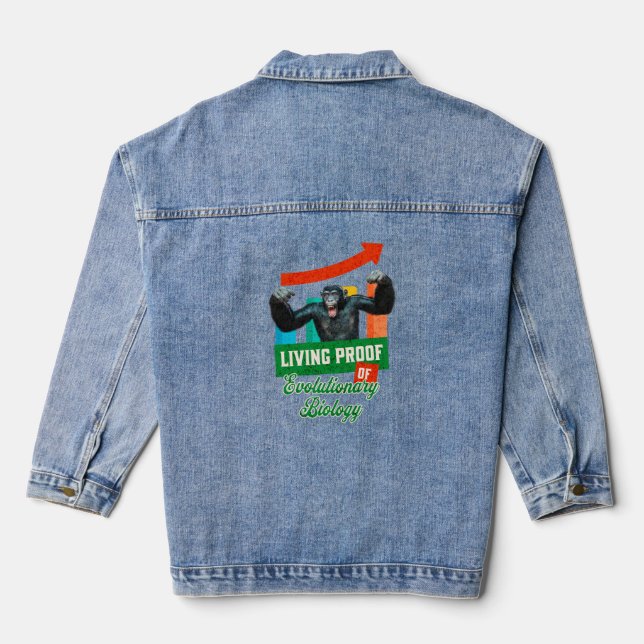 Evolutionary Biology Primate Humour Denim Jacket (Back)
