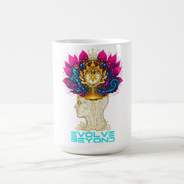 Evolve Beyond Cybernetic Mind Graphic Men's T-Shir Coffee Mug (Center)