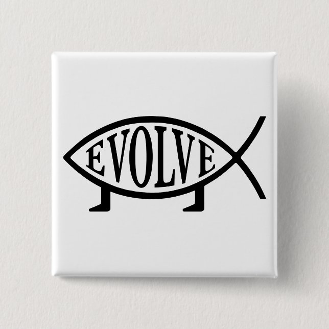 Evolve Fish 2 Inch Square Button (Front)