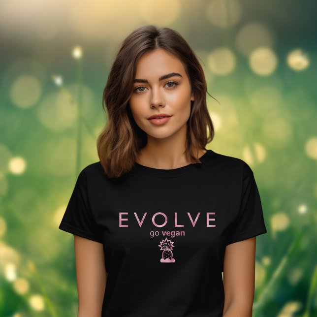 Evolve, Go Vegan, Pink Foil Activism T-Shirt (Creator Uploaded)