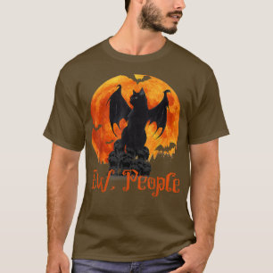 Ew People Black Cat Bat Wings Halloween  T-Shirt