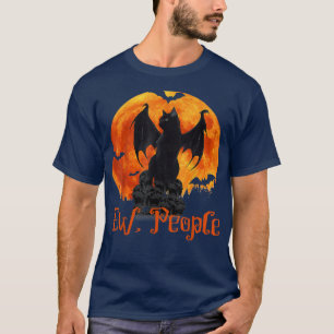 Ew People Black Cat Bat Wings Halloween T-Shirt