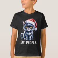 Ew People Black Cat Christmas Funny Introvert Holi