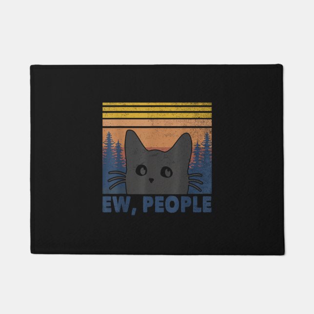 Ew People Black Cat Funny Anti Social Introvert Vi Doormat (Front)