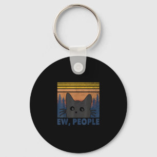 Ew People Black Cat Funny Anti Social Introvert Vi Keychain