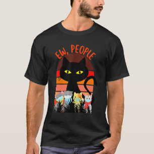 Ew People Black Cat Mask Quarantine Vintage T-Shirt