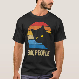 Ew People Black Cat Vintage Retro Cat Essentia T-Shirt