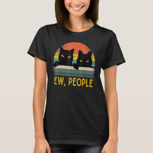 Ew People Black Cat Vintage Retro Essentia T-Shirt