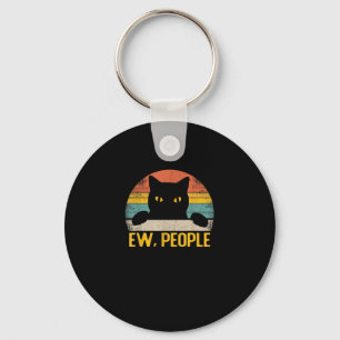 Ew, People Black Cat Vintage Retro – Funny Cat_1 Keychain
