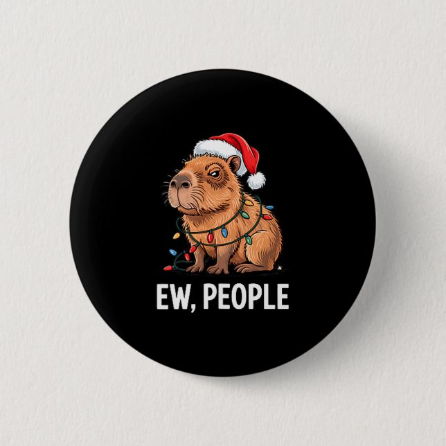 Ew People Capybara Christmas Lights Funny Introver 2 Inch Round Button (Front)