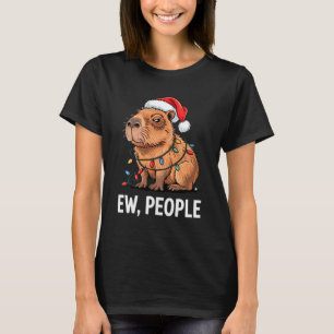 Ew People Capybara Christmas Lights Funny Introver T-Shirt