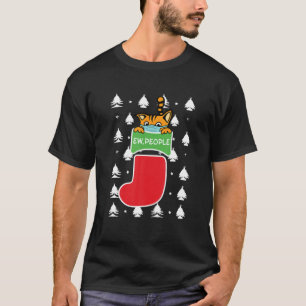 Ew People Cat Face Mask Santa Funny Christmas Paja T-Shirt