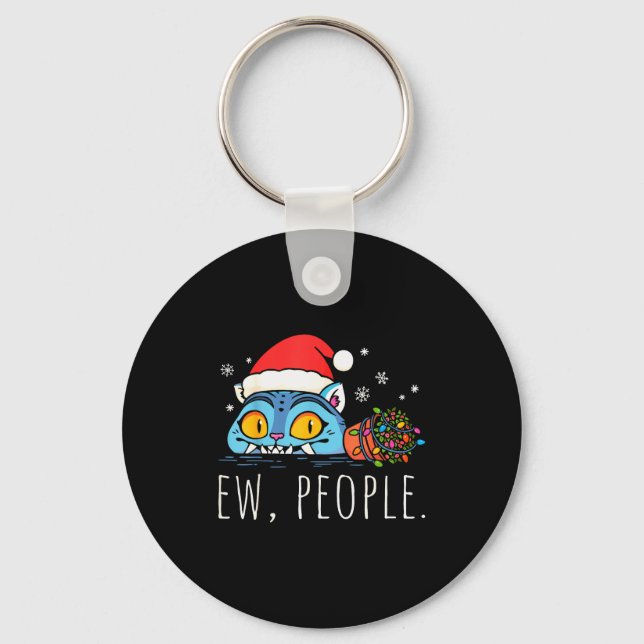 Ew People Christmas Funny Tiger Sarcastic Humor In Keychain (Front)