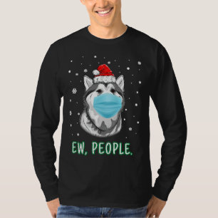 Ew People Christmas Husky Dog Wearing Mask Santa H T-Shirt