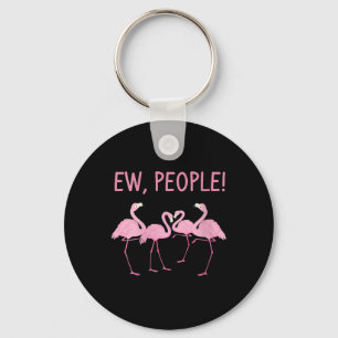 Ew People Flamingo Social Distancing Tropical Keychain