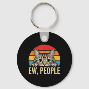 EW People Funny Cat Joke Introvert Sarcastic Men Keychain