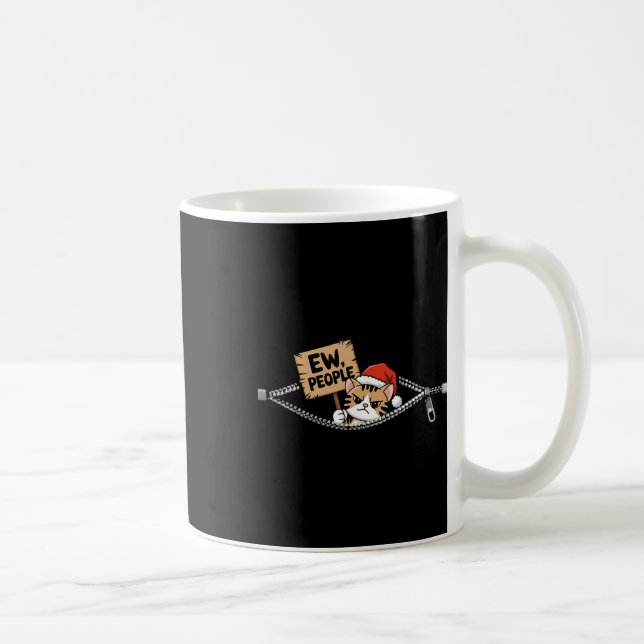 Ew People Funny Cute Christmas Cat For Kitty Enthu Coffee Mug (Right)