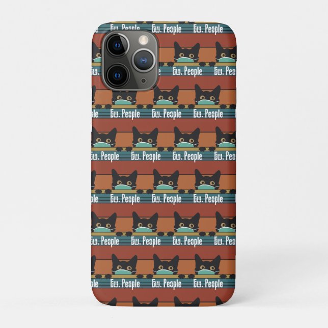 Ew People Funny Introvert Gift Cat Face Mask Case-Mate iPhone Case (Back)