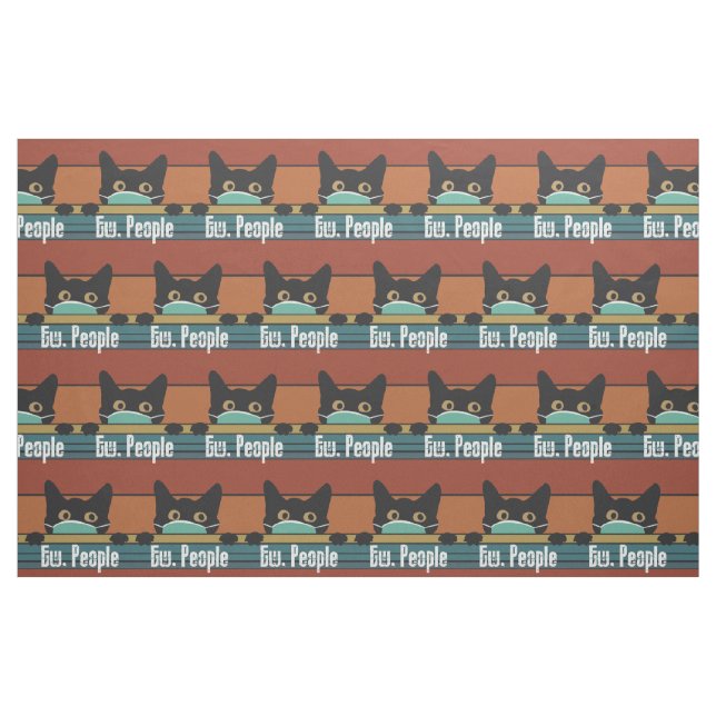 Ew People Funny Introvert Gift Cat Face Mask Fabric (Fat Quarter)