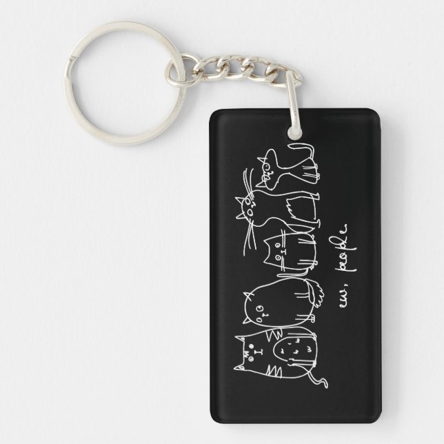 Ew, People Funny Meowy Cat Lovers Keychain (Front)