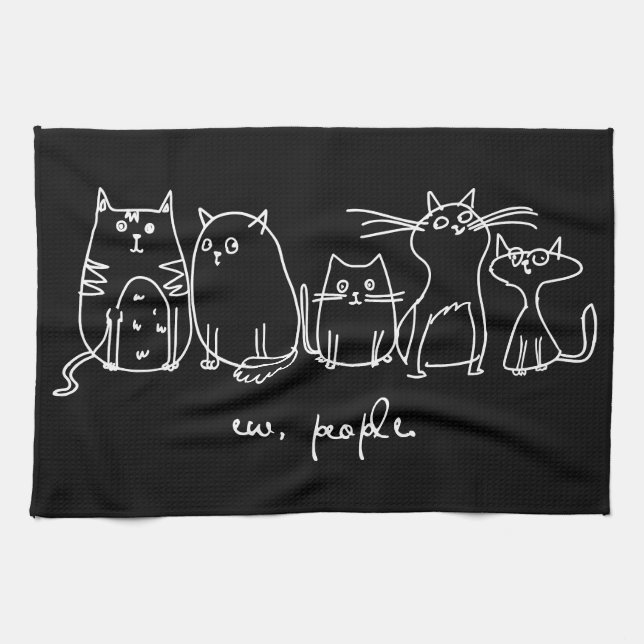 Ew, People Funny Meowy Cat Lovers Kitchen Towel (Horizontal)