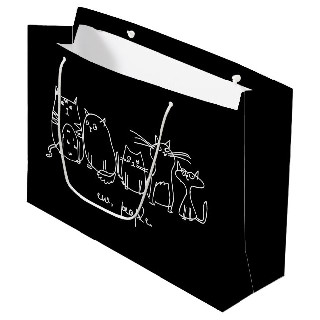 Ew, People Funny Meowy Cat Lovers Large Gift Bag (Front Angled)