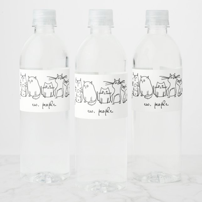 Ew, People Funny Meowy Cat Lovers Water Bottle Label (Bottles)