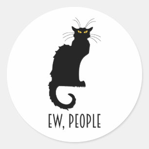 Ew, People Funny Vintage Black Cat Classic Round Sticker