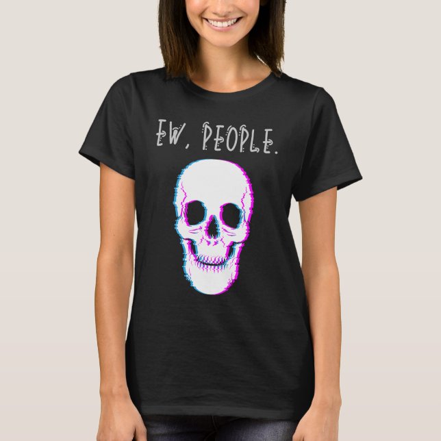 Ew People Glitch Skull T-Shirt (Front)