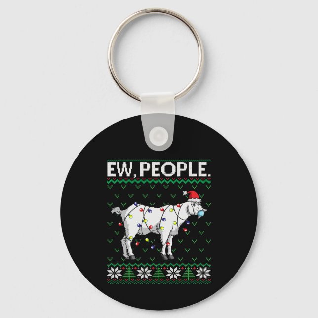 Ew People Goat  Santa Ugly Christmas Gift Keychain (Front)