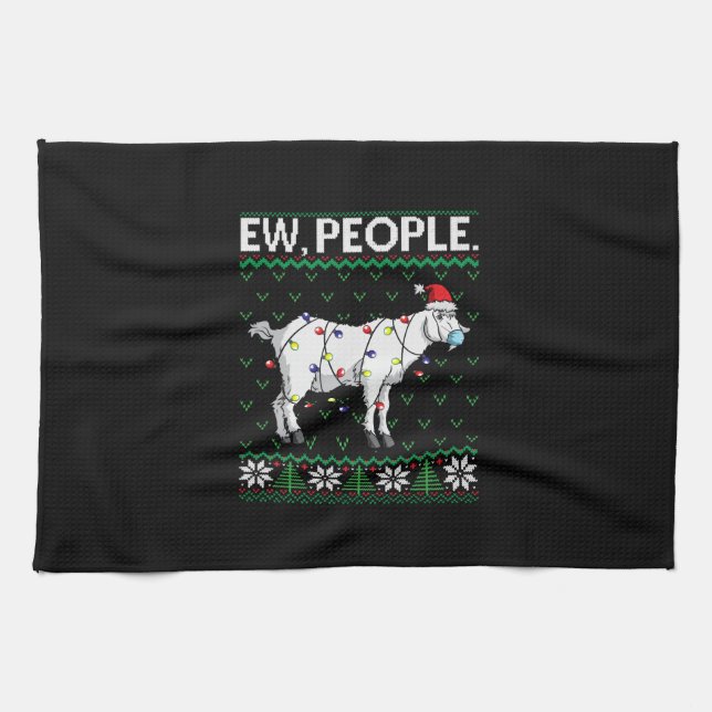 Ew People Goat  Santa Ugly Christmas Gift Kitchen Towel (Horizontal)