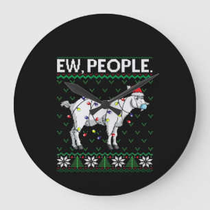 Ew People Goat  Santa Ugly Christmas Gift Large Clock