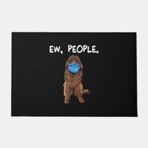 Ew People   Newfie Dog Wearing Face Mask Gift Doormat